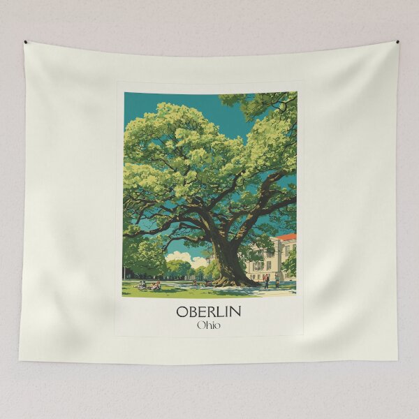 Item preview, Oberlin Ohio Retro Travel Art | Historic College Town & Tappan Square designed and sold by TuncGK.