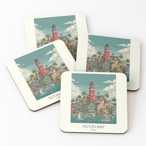 Item preview, Put-in-Bay Ohio Vintage Travel Art | Lake Erie Island Life Illustration designed and sold by TuncGK.