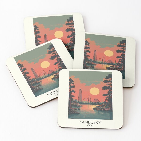 Item preview, Sandusky Ohio Vintage Travel Art | Lakeside Amusement Park Sunset designed and sold by TuncGK.