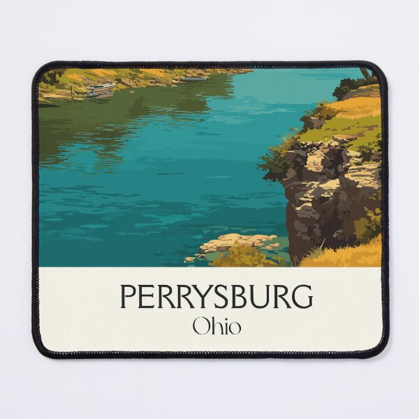 Item preview, Perrysburg Ohio Vintage Travel Art | Maumee River Town Illustration designed and sold by TuncGK.