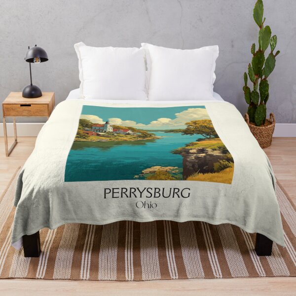 Item preview, Perrysburg Ohio Vintage Travel Art | Maumee River Town Illustration designed and sold by TuncGK.