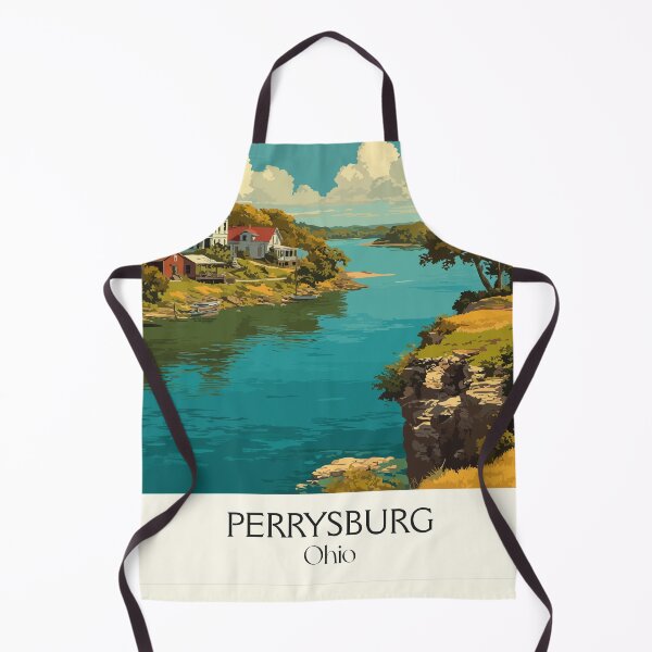 Item preview, Perrysburg Ohio Vintage Travel Art | Maumee River Town Illustration designed and sold by TuncGK.