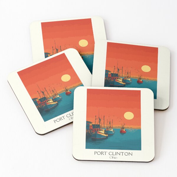 Item preview, Port Clinton Ohio Retro Travel Art | Lake Erie Fishing Harbor Design designed and sold by TuncGK.
