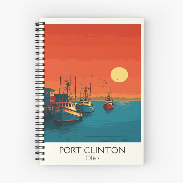 Item preview, Port Clinton Ohio Retro Travel Art | Lake Erie Fishing Harbor Design designed and sold by TuncGK.