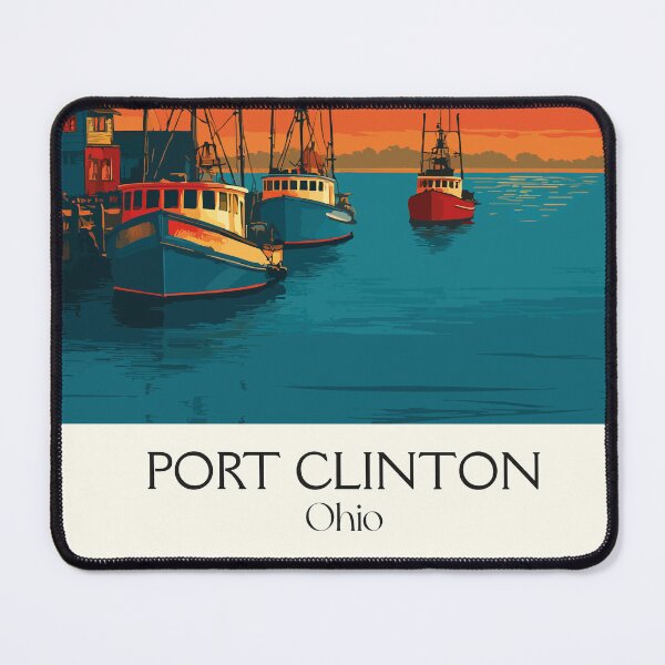 Item preview, Port Clinton Ohio Retro Travel Art | Lake Erie Fishing Harbor Design designed and sold by TuncGK.