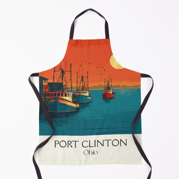 Item preview, Port Clinton Ohio Retro Travel Art | Lake Erie Fishing Harbor Design designed and sold by TuncGK.