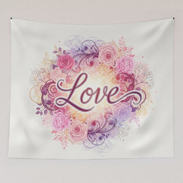 Item preview, Love Script in Floral Wreath designed and sold by Owcomm.