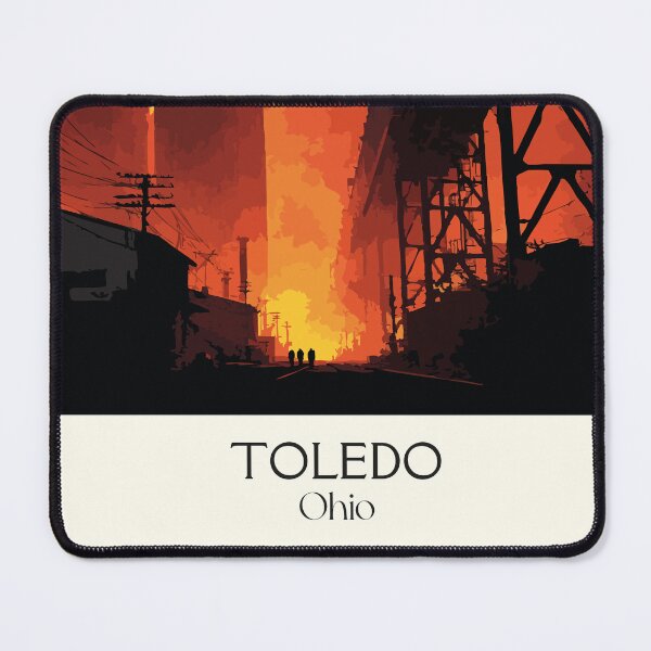 Item preview, Toledo Ohio Vintage Travel Art | Glass City Industrial Bridge Design designed and sold by TuncGK.