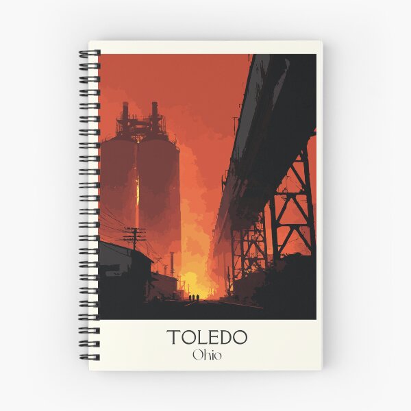 Item preview, Toledo Ohio Vintage Travel Art | Glass City Industrial Bridge Design designed and sold by TuncGK.