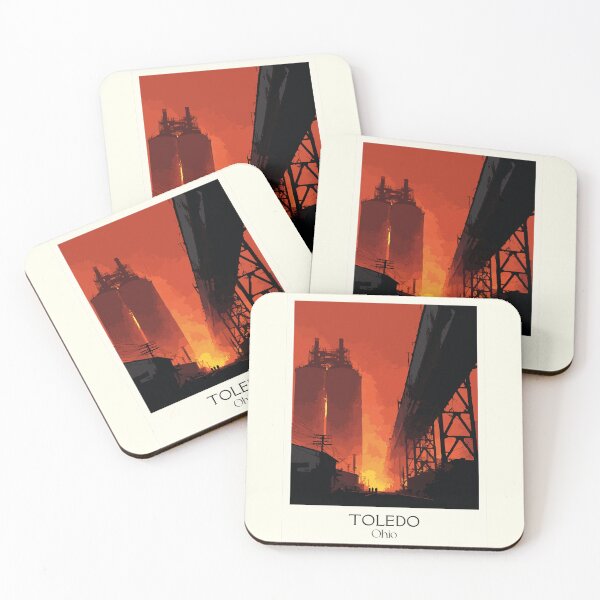 Item preview, Toledo Ohio Vintage Travel Art | Glass City Industrial Bridge Design designed and sold by TuncGK.