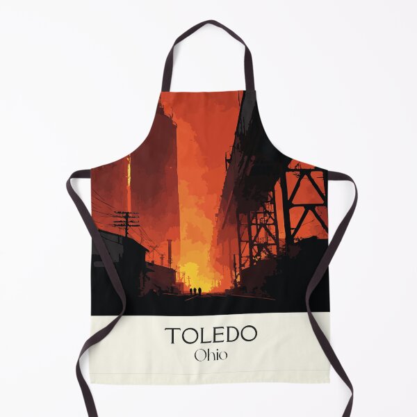 Item preview, Toledo Ohio Vintage Travel Art | Glass City Industrial Bridge Design designed and sold by TuncGK.