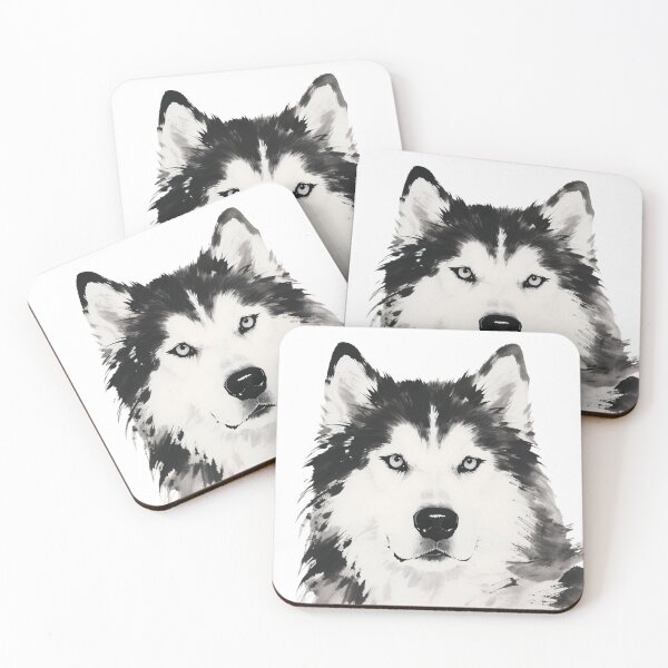 Item preview, Siberian Husky Ink Painting Close-up designed and sold by forget45studio.