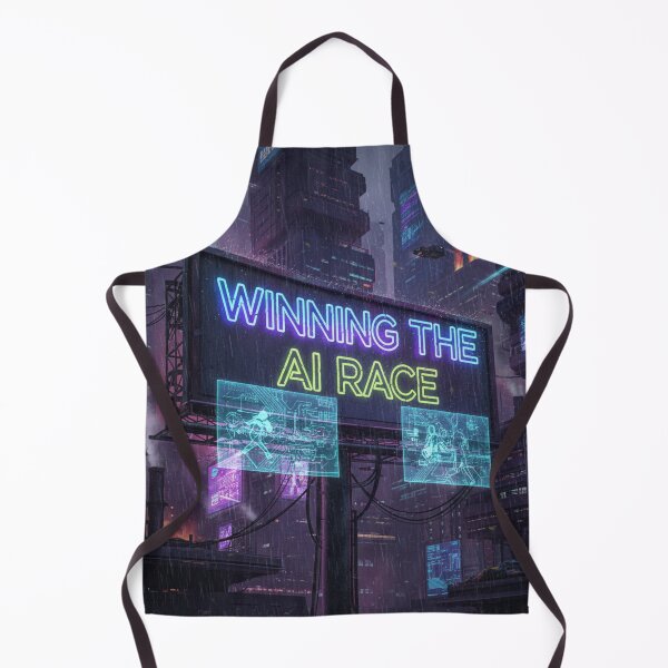 Item preview, Cyberpunk Neon Poster – "Winning the AI Race" Sci-Fi Cityscape designed and sold by Studio Yvonne .