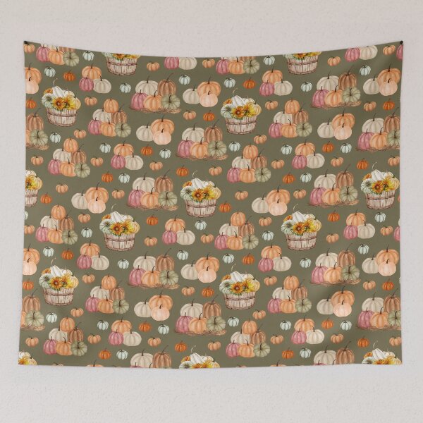 Item preview, Rustic Pumpkin Harvest on Greenish Brown designed and sold by KSimpson838.