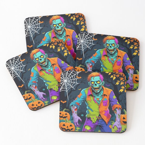 Item preview, Zombie Halloween Night with Pumpkins and Webs designed and sold by ArtBySylvia.