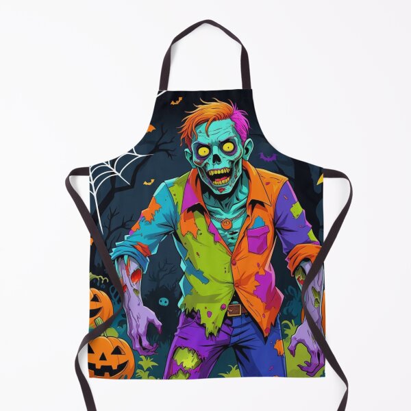Item preview, Zombie Halloween Night with Pumpkins and Webs designed and sold by ArtBySylvia.