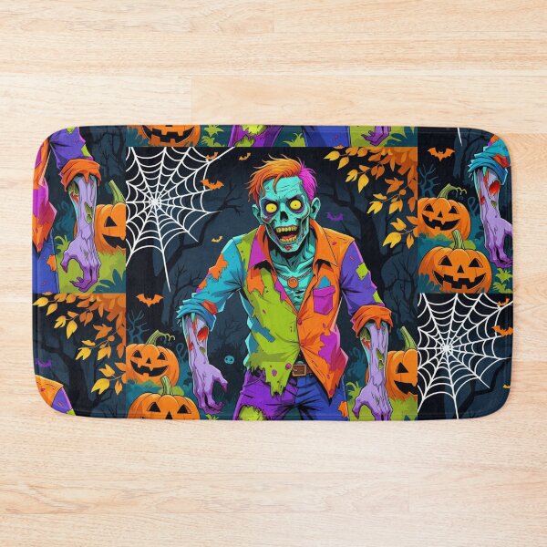 Item preview, Zombie Halloween Night with Pumpkins and Webs designed and sold by ArtBySylvia.
