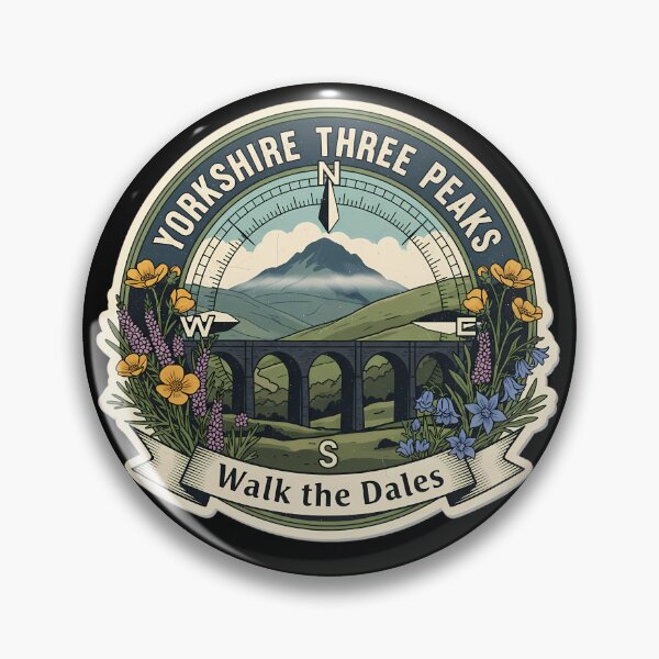 Item preview, Yorkshire Three Peaks Challenge Vintage Hiking Patch designed and sold by Digital Dreams Arts.