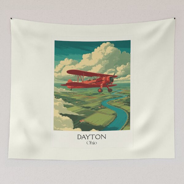 Item preview, Dayton Ohio Vintage Travel Art | Birthplace of Aviation Design designed and sold by TuncGK.