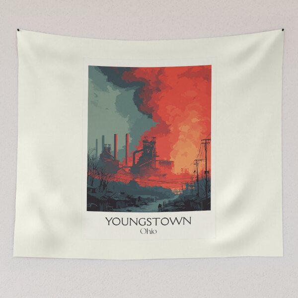 Item preview, Youngstown Ohio Vintage Travel Art | Steel Valley Industrial Heritage designed and sold by TuncGK.