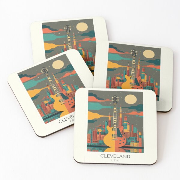 Item preview, Cleveland Ohio Vintage Travel Art | Rock and Roll City Illustration designed and sold by TuncGK.