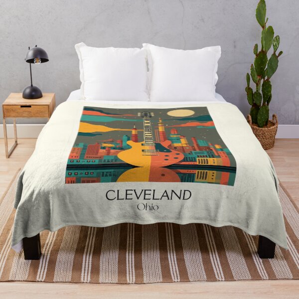 Item preview, Cleveland Ohio Vintage Travel Art | Rock and Roll City Illustration designed and sold by TuncGK.