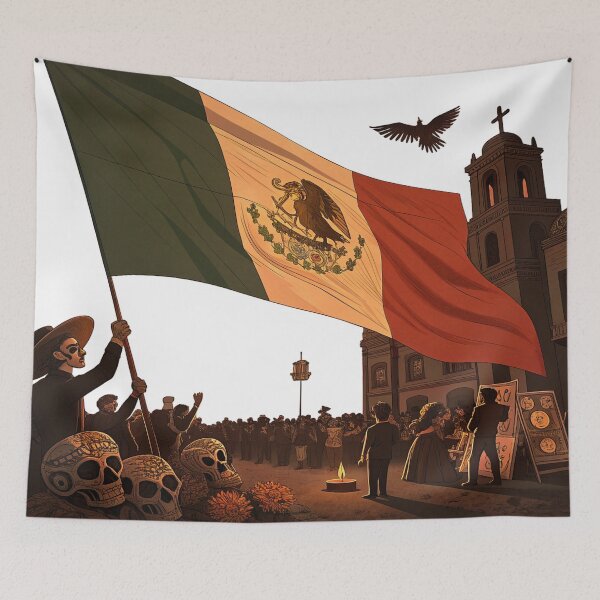 Item preview, Square with crowd with Mexico flag designed and sold by Yas-ko.