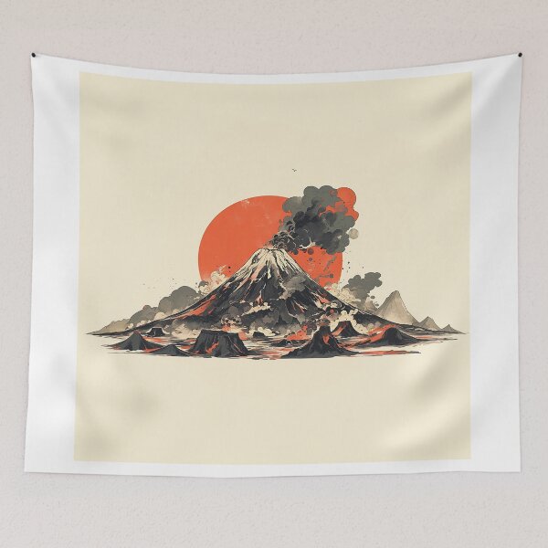 Item preview, Retro Japanese Volcano Poster designed and sold by Christian Weiss.