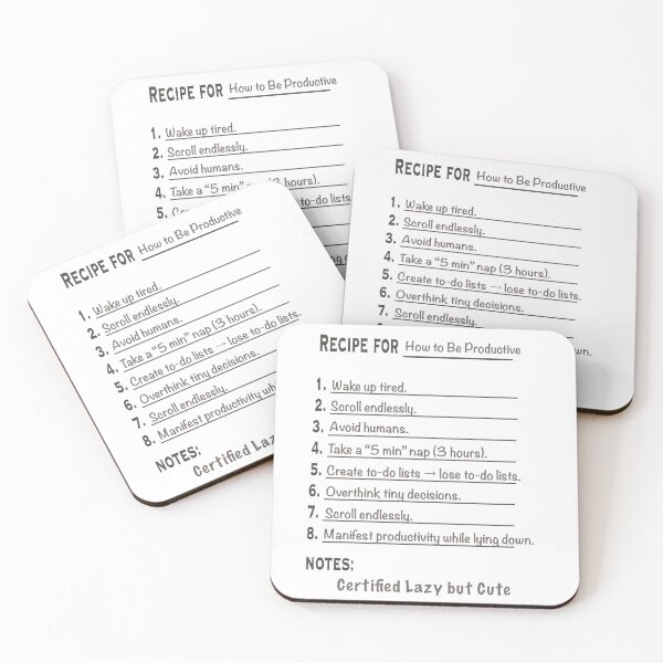 Item preview, Funny Productivity Recipe – Lazy But Cute Sarcastic Quote designed and sold by Skides04.