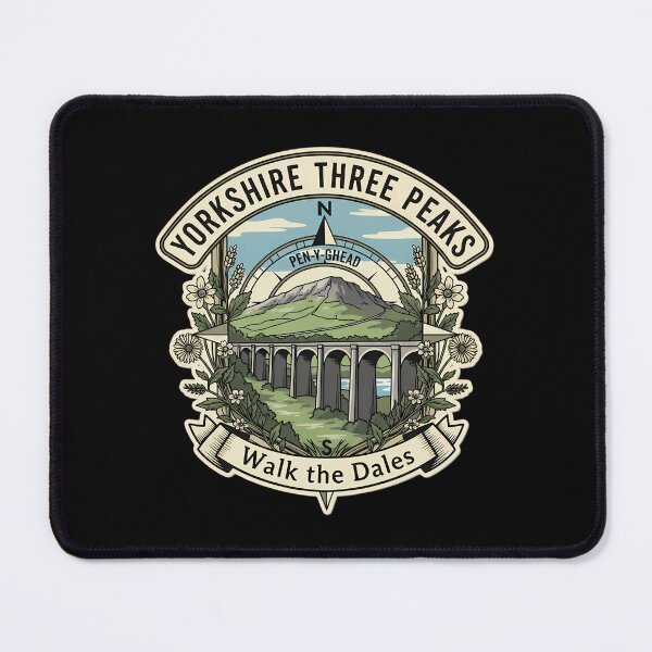 Item preview, The Yorkshire Three Peaks: A Vintage Hiker's Challenge Emblem designed and sold by Digital Dreams Arts.