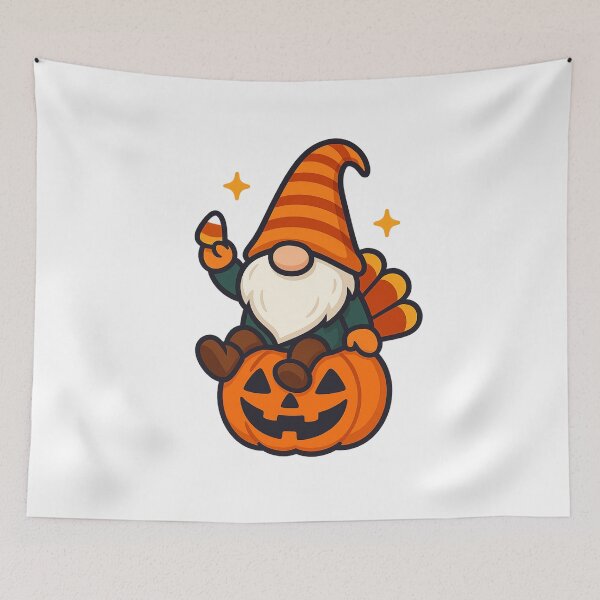 Item preview, Gnome Sitting on Jack-o’-Lantern T-Shirt – Cute Halloween Design designed and sold by PrintCreations9.