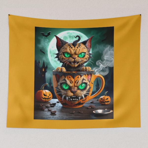 Item preview, Creepy Cute Caffeine Fiend - Halloween Monster Cat Mug designed and sold by CamillaCreation.