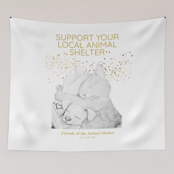 Item preview, Puppy and kitten drawing with gold stars designed and sold by FOTAS.