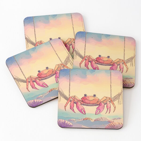 Item preview, Cartoon crab on a hammock in the summer breeze on an island designed and sold by ncNatureVisions.