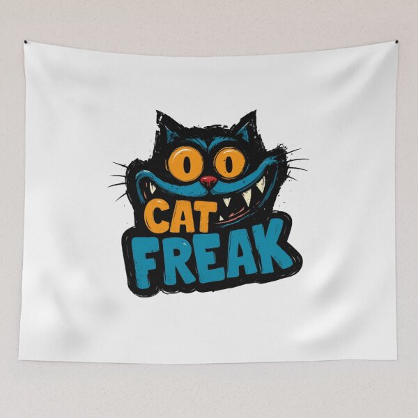 Item preview, Cat Freak Streetwear Design – Bold Blue Cat Logo for Edgy Style designed and sold by casualnature.