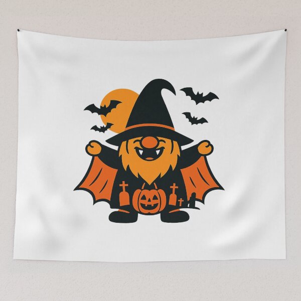 Item preview, Halloween Gnome with Cloak and Bats T-Shirt – Spooky Cute Design designed and sold by PrintCreations9.