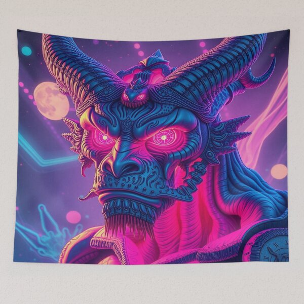 Item preview, Neon Mythos & Horned Elegance – Fantasy Art with Glow, Character & Cosmic Depth designed and sold by FotoworldEdel.