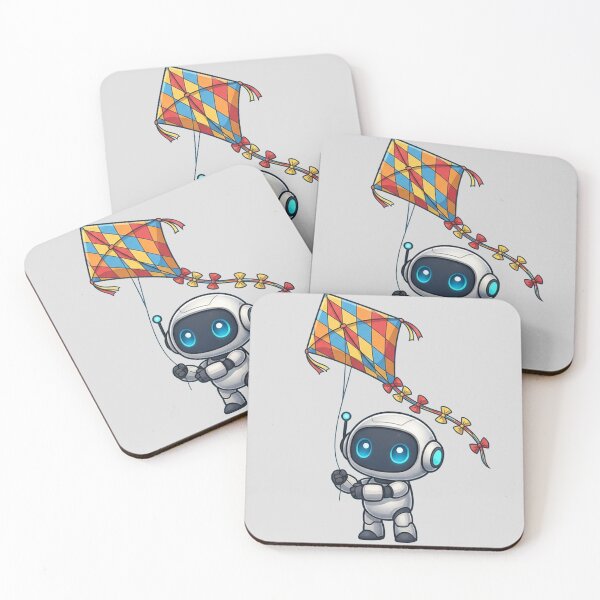 Item preview, Cute Futuristic Robot Illustration Flying a Kite designed and sold by henamy.