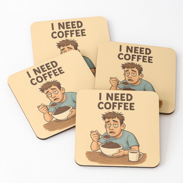 Item preview, I Need Coffee – Funny Cartoon Morning Struggle designed and sold by EfraimFunArt.