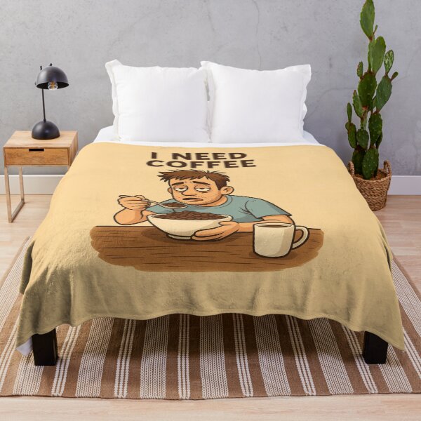 Item preview, I Need Coffee – Funny Cartoon Morning Struggle designed and sold by EfraimFunArt.