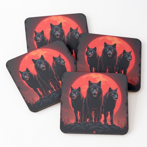 Item preview, Three wolves with glowing eyes and bared fangs. designed and sold by NoiseWear.