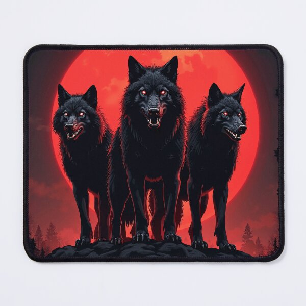 Item preview, Three wolves with glowing eyes and bared fangs. designed and sold by NoiseWear.