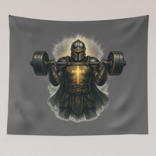 Item preview, Christian Knight Barbell Cross – Strength & Faith designed and sold by JaelTees.