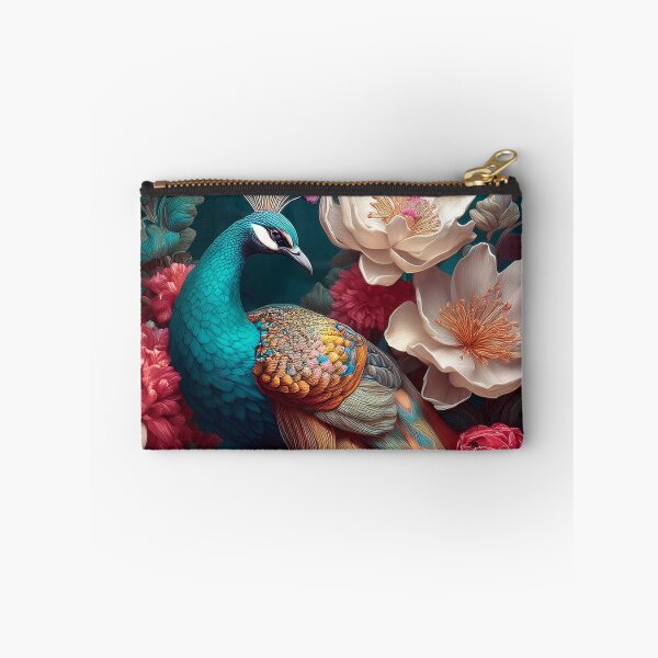 Item preview, Beautiful Peacock Surrounded by Flowers designed and sold by FlosArtPrintShop.