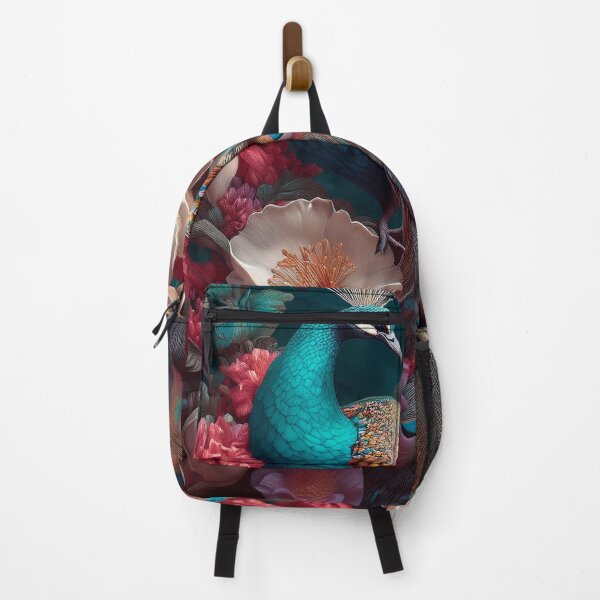 Item preview, Beautiful Peacock Surrounded by Flowers designed and sold by FlosArtPrintShop.