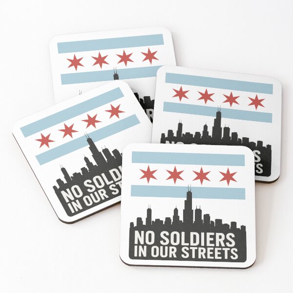 Item preview, No Soldiers In Our Streets Chicago Flag Skyline  designed and sold by The Junto Shop.