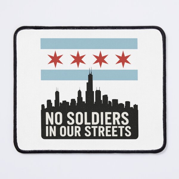 Item preview, No Soldiers In Our Streets Chicago Flag Skyline  designed and sold by The Junto Shop.