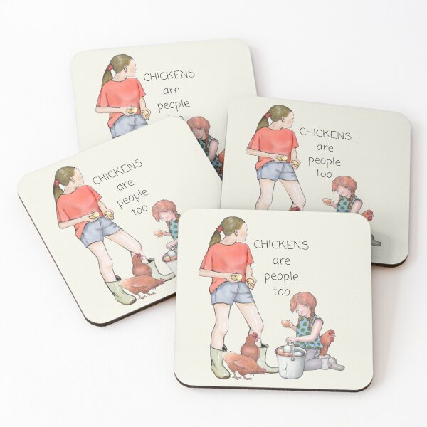 Item preview, Chickens Are People Too, Girls Gathering Eggs designed and sold by JoyfulWhimsy.