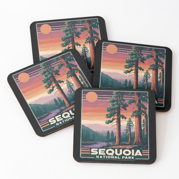 Item preview, Sequoia National Park Retro Sunset Landscape Graphic designed and sold by Nikogol.