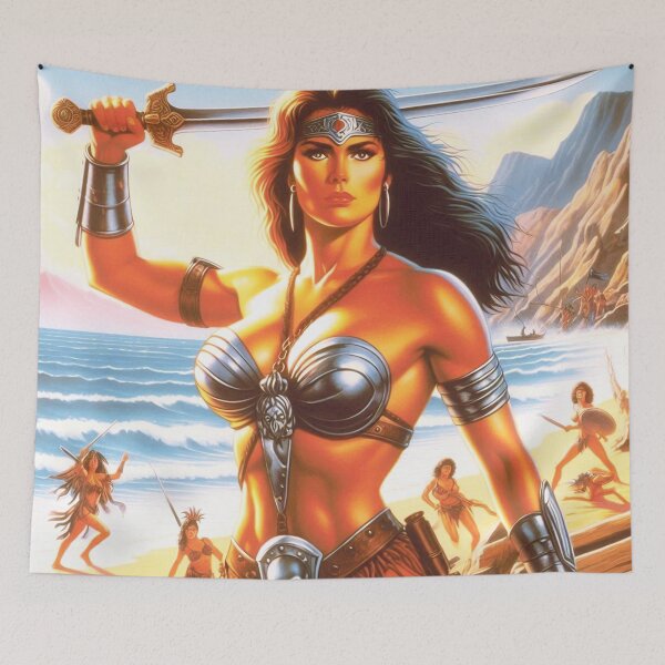 Item preview, Retro Warrior Woman designed and sold by PulpVintage.